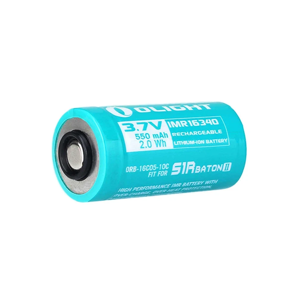 Olight 16340 (RCR123A) Lithium-Ion Rechargeable Battery 550 mAh (Modified) Olight 16340 (RCR123A) Lithium-Ion Rechargeable Battery 550 mAh (Modified)